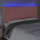 vidaXL Κεφαλάρι για κρεβάτι με LED, ροζ, 200x7x118/128 cm, βελούδο
