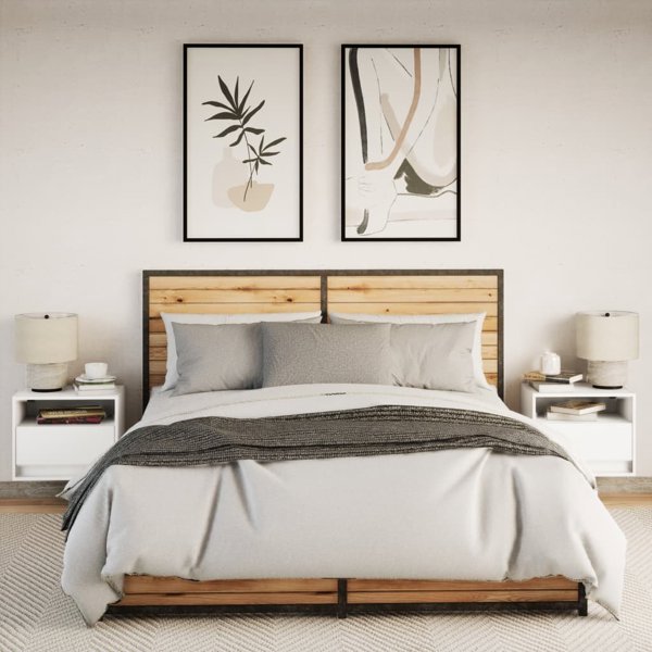 vidaXL απλίκες νυχτερινών επιτραπέζιων επίπλων με LED, σετ 2, λευκές