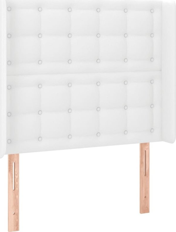 vidaXL Zaglowek do lozka z LED bialy 93x16x118/128 cm sztuczna skora