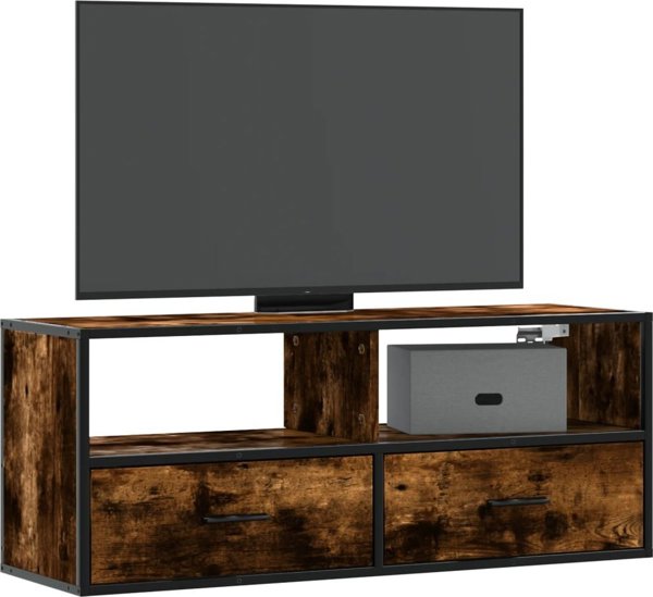vidaXL Szafka pod telewizor, przydymiony dab, 100x31x39,5 cm