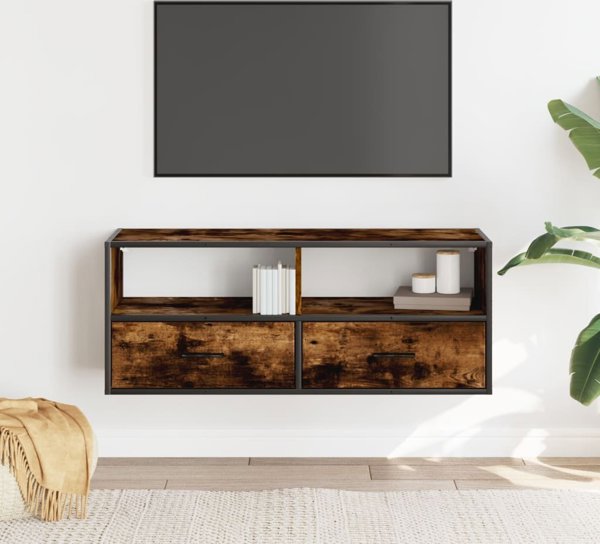 vidaXL Szafka pod telewizor, przydymiony dab, 100x31x39,5 cm