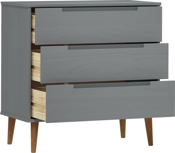vidaXL vidaXL Komoda, szara, 80x40x80 cm, lite drewno sosnowe