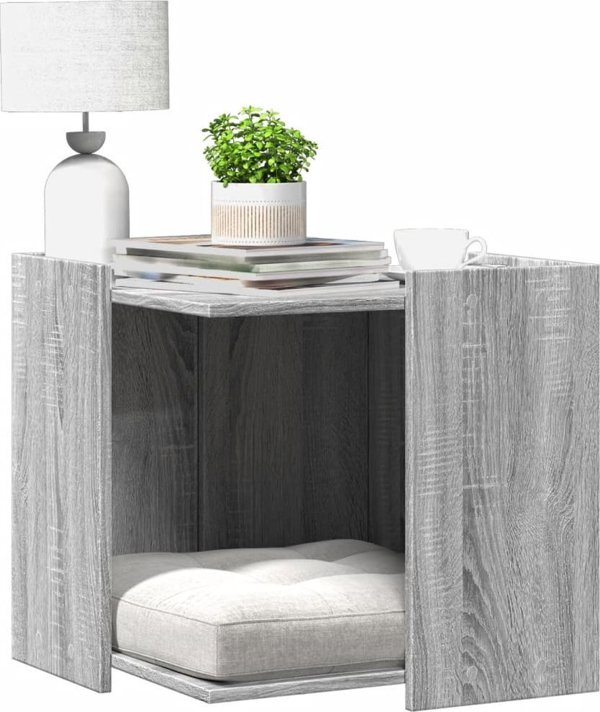 vidaXL Ντουλάπι για γατοπάρκο γκρι Sonoma δρυς 53x53x51 cm