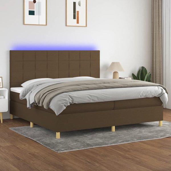 vidaXL Κρεβάτι κοντινενταλ με στρώμα, καφέ, 200x200 cm, ύφασμα