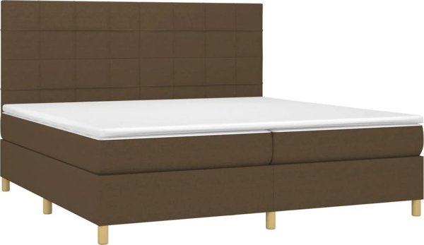 vidaXL Κρεβάτι κοντινενταλ με στρώμα, καφέ, 200x200 cm, ύφασμα