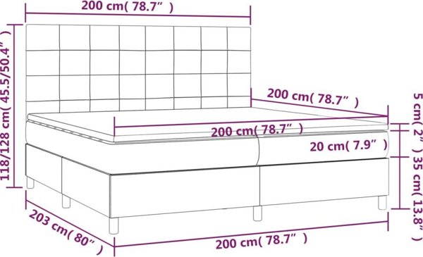 vidaXL Κρεβάτι κοντινενταλ με στρώμα, καφέ, 200x200 cm, ύφασμα