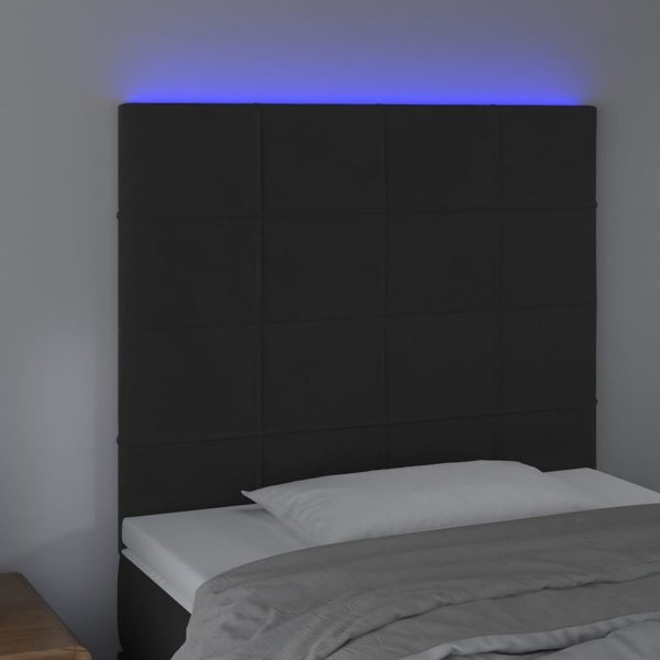 vidaXL Κεφαλάρι κρεβατιού με LED, μαύρο, 80x5x118/128 cm, βελούδο