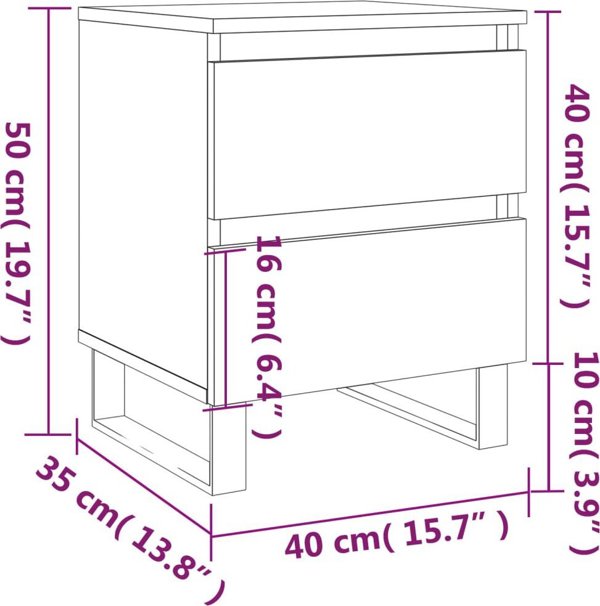vidaXL Κομοδίνα, 2 τεμάχια, καπνιστή δρυς, 40x35x50 εκ.