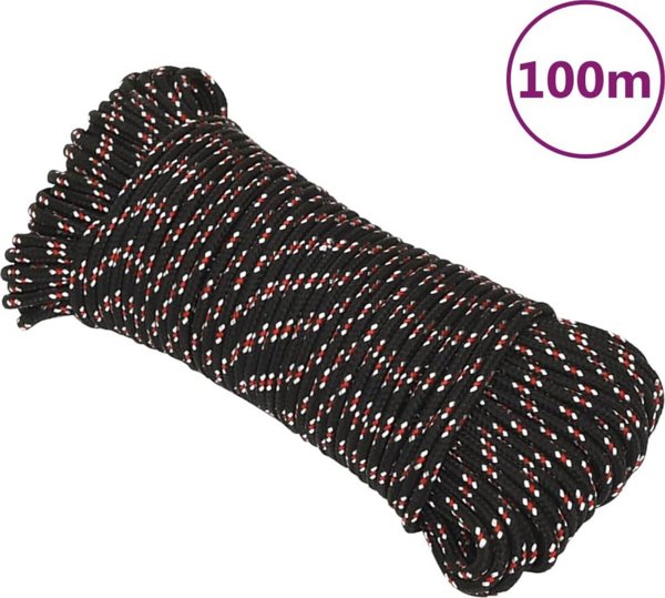 vidaXL Σχοινί ιστιοπλοΐας, μαύρη, 5 mm, 100 m, πολυπροπυλένιο