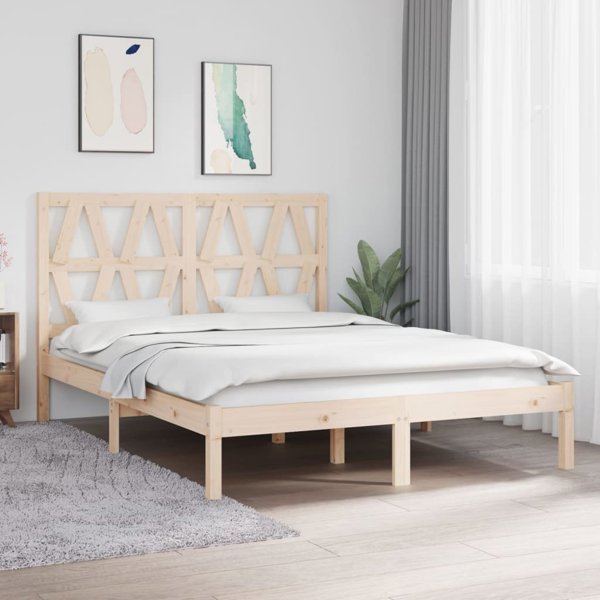 vidaXL Rama κρεβατιού από μασίφ πεύκο, 135x190 cm, διπλό