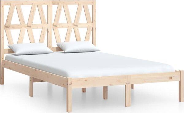 vidaXL Rama κρεβατιού από μασίφ πεύκο, 135x190 cm, διπλό