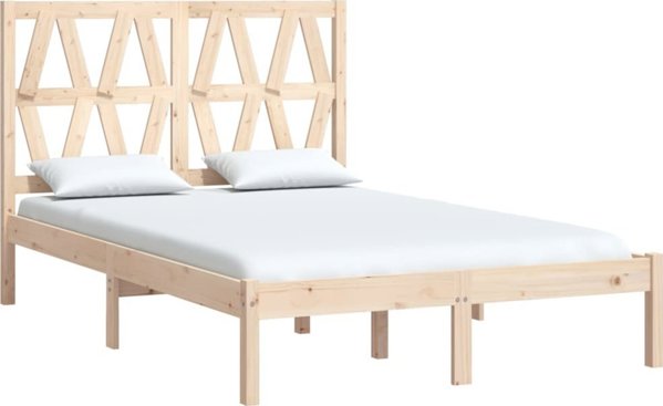 vidaXL Rama κρεβατιού από μασίφ πεύκο, 135x190 cm, διπλό