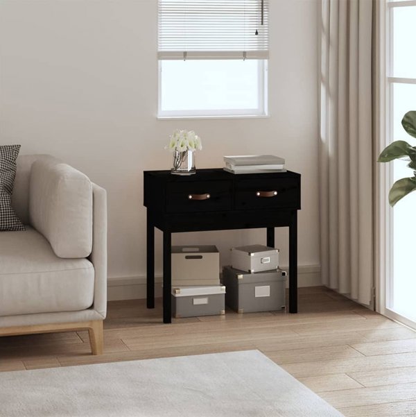vidaXL vidaXL Stolik konsolowy, czarny, 76,5x40x75 cm, lite drewno sosnowe