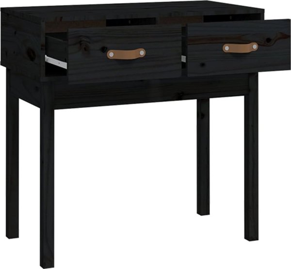 vidaXL vidaXL Stolik konsolowy, czarny, 76,5x40x75 cm, lite drewno sosnowe
