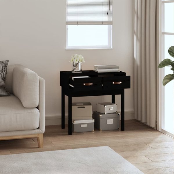 vidaXL vidaXL Stolik konsolowy, czarny, 76,5x40x75 cm, lite drewno sosnowe