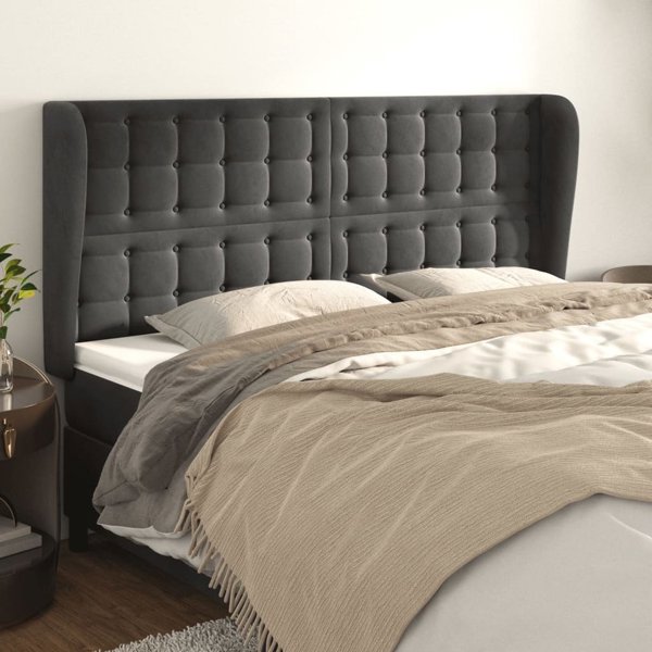 vidaXL Κεφαλαρι uszak 183x23x118/128 cm Βελούδο Σκουρο Γκρι