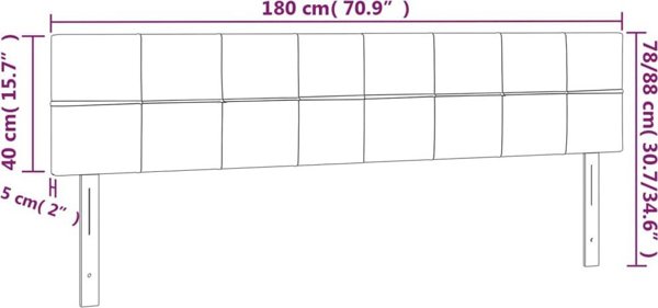 vidaXL Μαξιλάρια Κεφαλής για Κρεβάτι, 2 τεμ., σκούρο καφέ, 90x5x78/88 εκ., υφασμάτινα