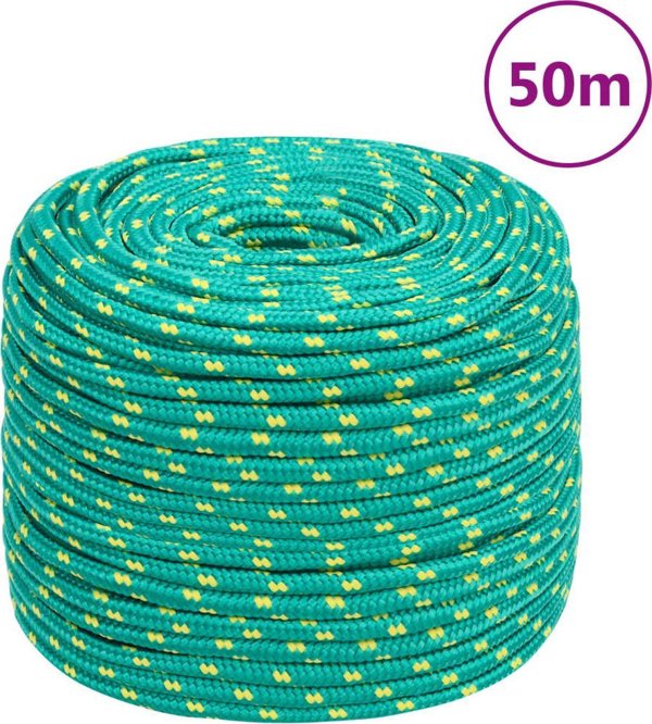 vidaXL Linka zeglarska, zielona, 10 mm, 50 m, polipropylen