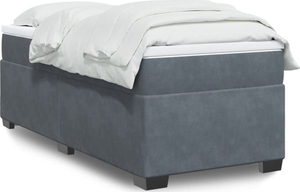 vidaXL Κρεβατι Continental με Στρωμα, Σκουρο Γκρι Βελουδο, 100x200 cm