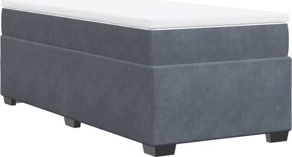 vidaXL Κρεβατι Continental με Στρωμα, Σκουρο Γκρι Βελουδο, 100x200 cm