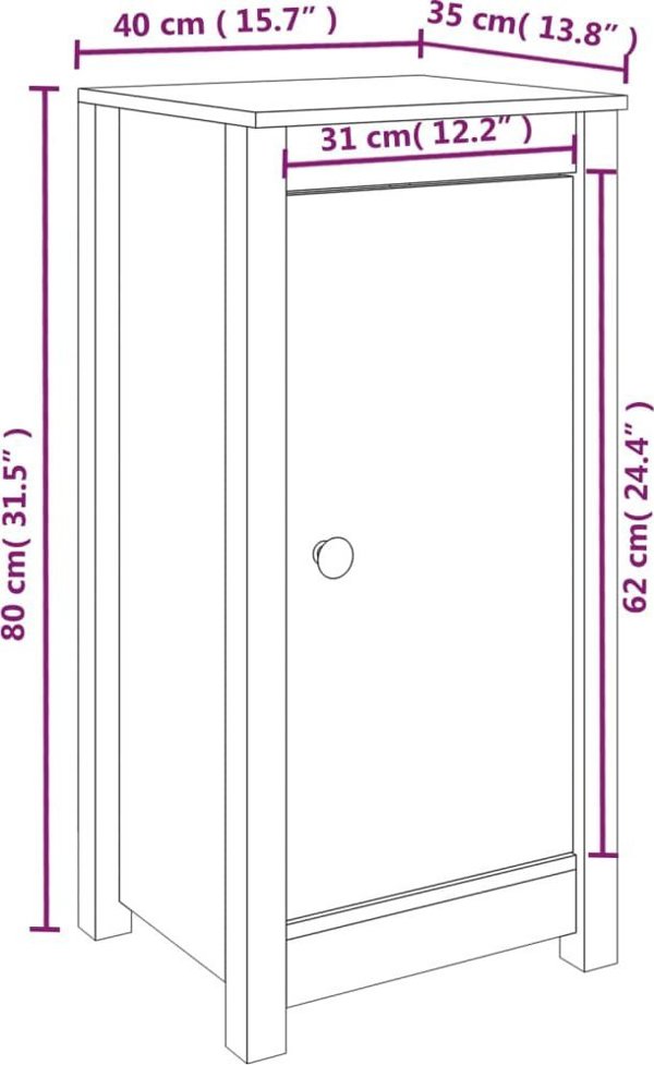 vidaXL Λευκή ντουλάπα 40x35x80 εκ. από ξύλο πεύκου