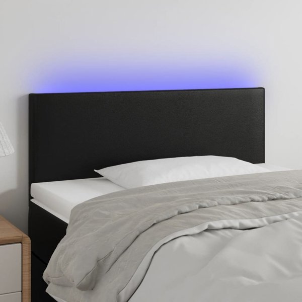 Επικεφαλάρι κρεβατιού vidaXL με LED, μαύρο, 80x5x78/88 cm, τεχνητό δέρμα
