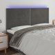 vidaXL Κεφαλάρι κρεβατιού με LED, σκούρο γκρι, 200x5x118/128 εκ., βελούδο