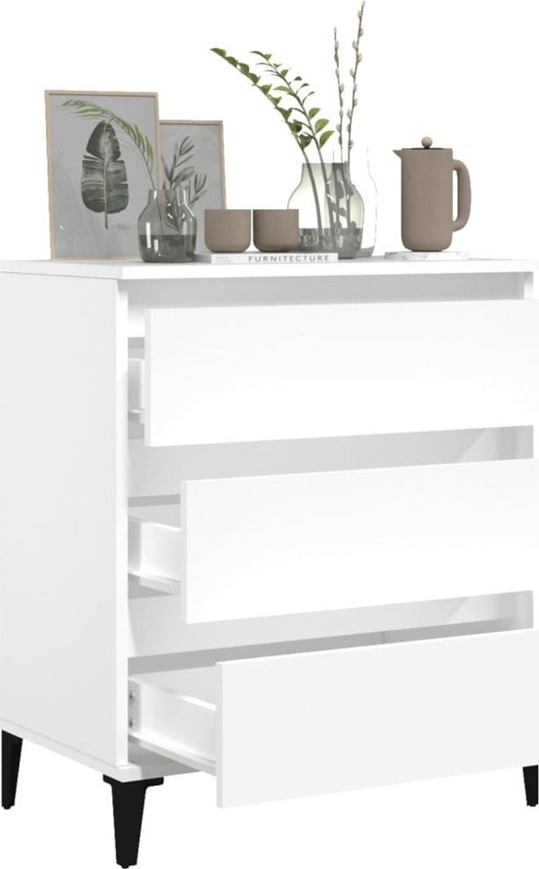 vidaXL Συρταριέρα, λευκή, 60x35x70 cm, από ξυλοπολτό υλικό