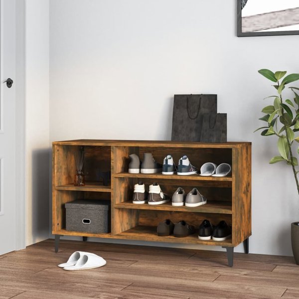 vidaXL Ράφι για παπούτσια, καπνισμένη δρυς, 102x36x60 cm