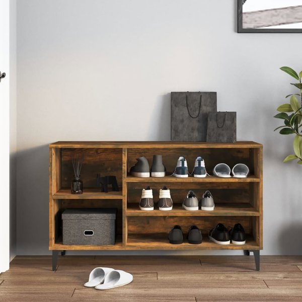 vidaXL Ράφι για παπούτσια, καπνισμένη δρυς, 102x36x60 cm