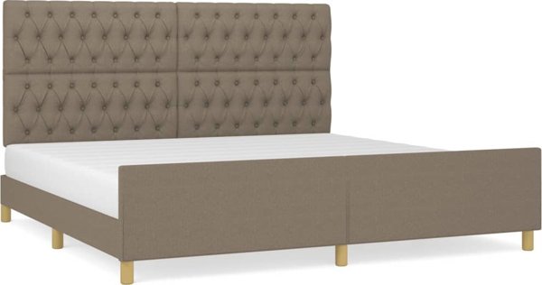 vidaXL Rama κρεβατιού με κεφαλάρι, χρώμα ταουπέ, 200x200 cm, με υφασμάτινη επένδυση