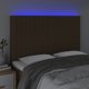 vidaXL Κεφαλάρι για κρεβάτι με LED, σκούρο καφέ, 144x5x118/128 cm, ύφασμα
