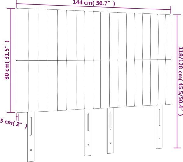 vidaXL Κεφαλάρι για κρεβάτι με LED, σκούρο καφέ, 144x5x118/128 cm, ύφασμα