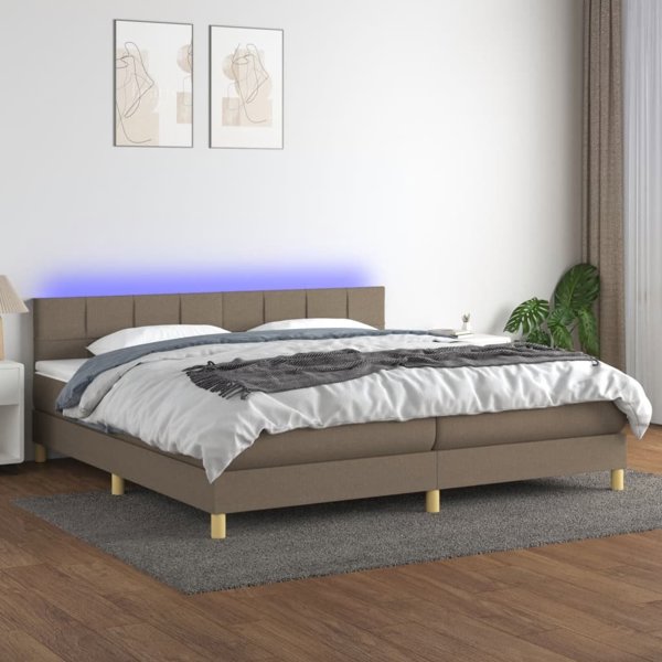 vidaXL Κρεβάτι Κοντινεντάλ με Στρώμα, Taupe, 200 x 200 εκ., Ύφασμα