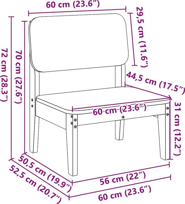 vidaXL Κήπου καρεκλα 60x52,5x72 εκ μασιφ ξυλο δαγκλεζιο