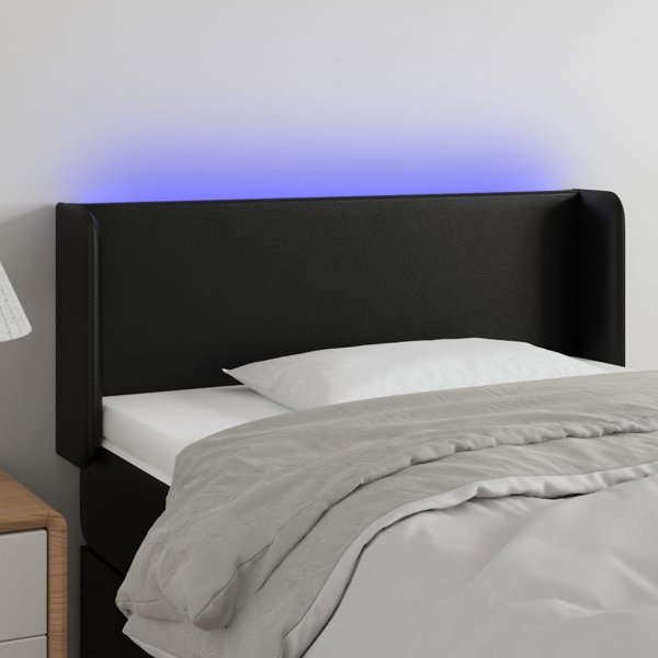 Κεφαλάρι κρεβατιού με LED vidaXL, μαύρο, 103x16x78/88 cm, τεχνητό δέρμα