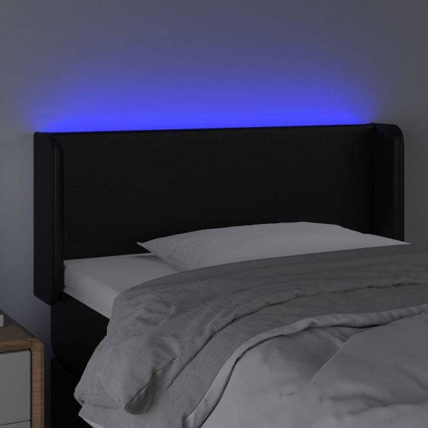 Κεφαλάρι κρεβατιού με LED vidaXL, μαύρο, 103x16x78/88 cm, τεχνητό δέρμα