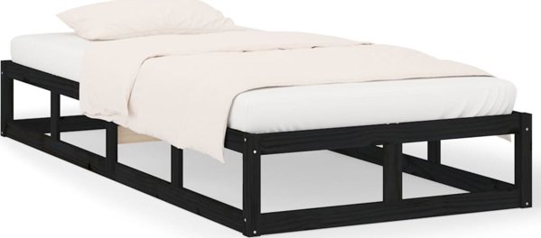 vidaXL Rama κρεβατιού, μαύρη, 90 x 200 εκ, από συμπαγές ξύλο