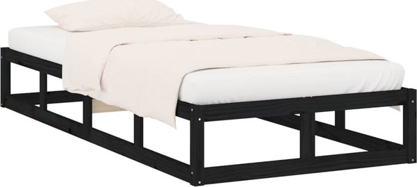 vidaXL Rama κρεβατιού, μαύρη, 90 x 200 εκ, από συμπαγές ξύλο