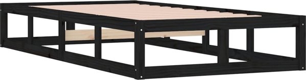 vidaXL Rama κρεβατιού, μαύρη, 90 x 200 εκ, από συμπαγές ξύλο