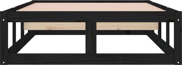 vidaXL Rama κρεβατιού, μαύρη, 90 x 200 εκ, από συμπαγές ξύλο