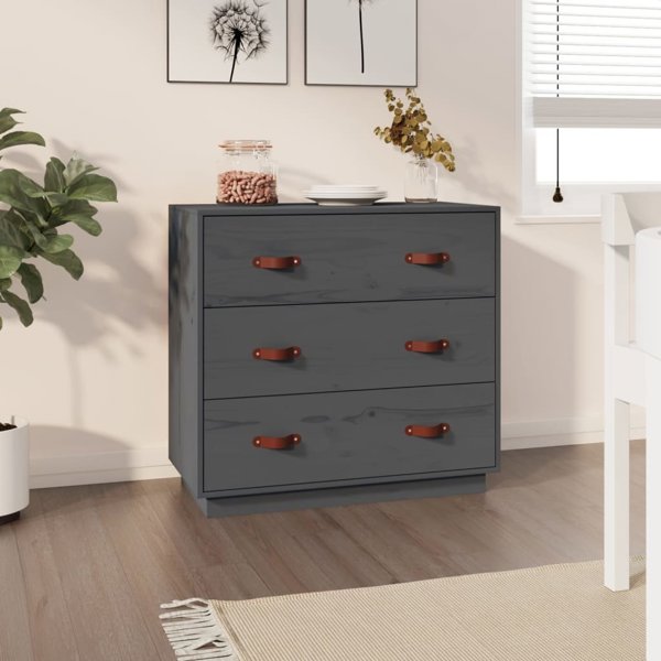 vidaXL vidaXL Komoda, szara, 80x40x75 cm, lite drewno sosnowe