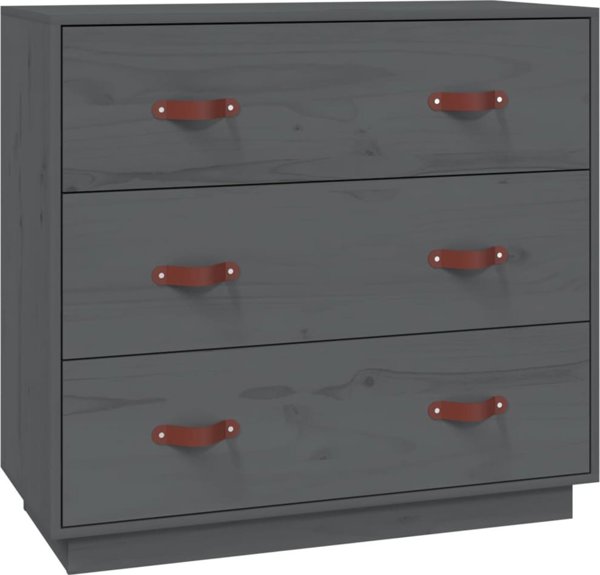 vidaXL vidaXL Komoda, szara, 80x40x75 cm, lite drewno sosnowe