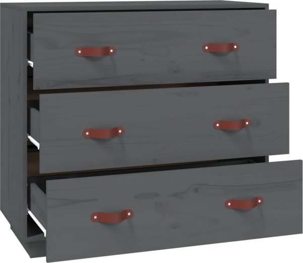 vidaXL vidaXL Komoda, szara, 80x40x75 cm, lite drewno sosnowe