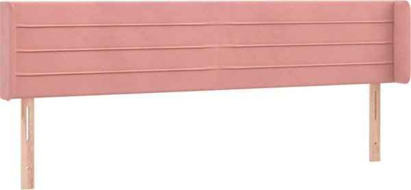 vidaXL Κεφαλάρι κρεβατιού με LED, ροζ, 163x16x78/88 cm, βελούδο