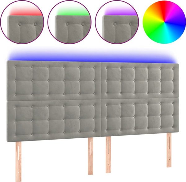 vidaXL Zaglolwek do lotka z LED, jasnoszary, 160x5x118/128 cm, aksamit