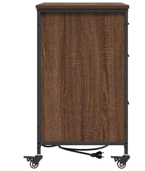 vidaXL Ντουλάπι με Σταθμό Φόρτισης, Καφέ Δρυς, 76x41x72 cm, με Ρόδες