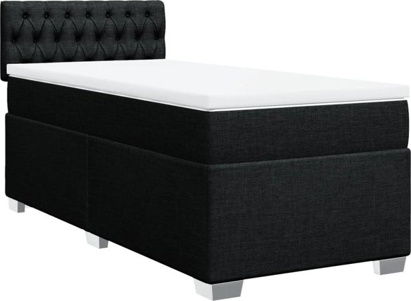 vidaXL Κρεβάτι Kontynentalne με Στρώμα, Μαύρο, Ύφασμα, 100x200 cm