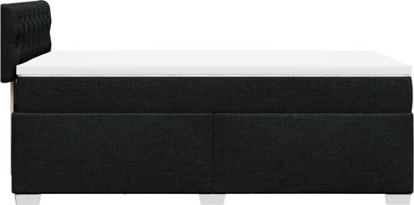 vidaXL Κρεβάτι Kontynentalne με Στρώμα, Μαύρο, Ύφασμα, 100x200 cm