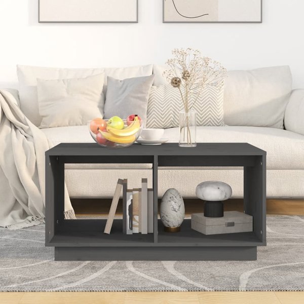 vidaXL Stolik kawowy, szary, 80x50x40 cm, lite drewno sosnowe